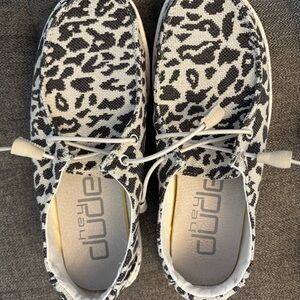 Hey Dude Women's Black and White Cheetah Shoes